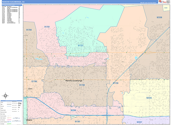 Rancho Cucamonga Map Color Cast Style